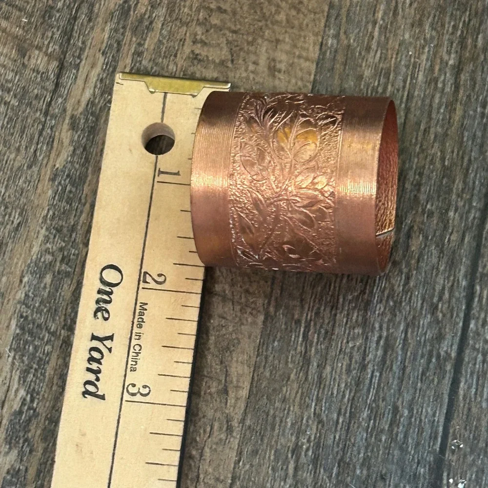 Vintage Coppercraft Guild Copper Napkin Rings Set of 8 Tooled Floral Pattern